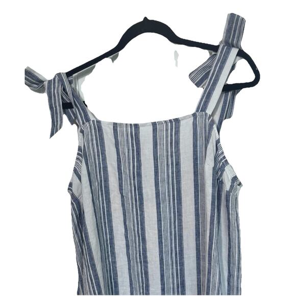 Crown And Ivy 100% Linen Dress/ Cover-up Sz XL Blue White Stripe Beach Nautical - Picture 2 of 6